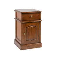 table d'appoint en bois d'acajou marron 1 porte 1 tiroir castle 40cm