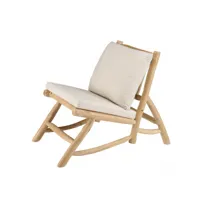 will - fauteuil lounge en branches de teck naturel coussin blanc will