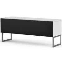 meuble tv tissu acoustique noir et mélaminé blanc modena 120 cm