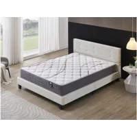 lit avec tête de lit + matelas 160x200cm ressorts ensachés épaisseur 25cm + lit avec tête de lit et sommier à lattes