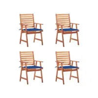 lot de 4 chaises  chaises de salle à manger de jardin chaises à dîner  avec coussins acacia massif meuble pro frco40779