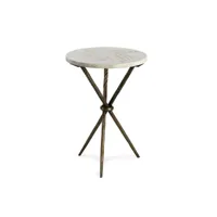 table d'appoint ronde marbre blanc et métal doré lina 40cm