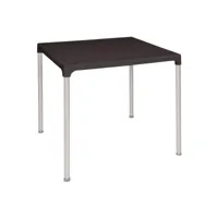 table carrée noire 750mm avec pieds aluminium bolero