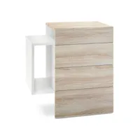 table de chevet blanc mat et  chêne (l-h-p) : 60 - 63 - 36