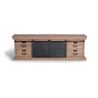meuble tv en bois en bois de manguier et portes en métal.: 55x170x40 cm