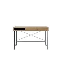 rinto - bureau 1 tiroir, 1 niche en bois et métal l120cm - couleur - bois clair