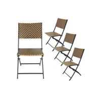 valha - lot de 4 chaises pliables tressées marron et noir