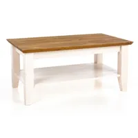 table basse mars 1s 100x60 cm bois massif blanc marron foncé