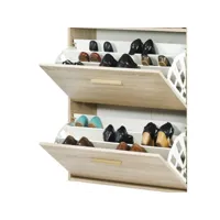 meuble à chaussures chêne vintage - coloris rideau: rideau blanc happy002ccbc