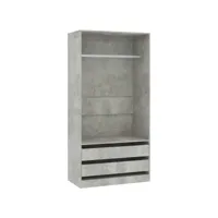 armoire de rangement - garde-robe - armoire penderie gris béton 100x50x200 cm aggloméré pewv70625 meuble pro