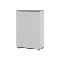 armoire de rangement basse presley 80cm à 2 portes - gris clair
