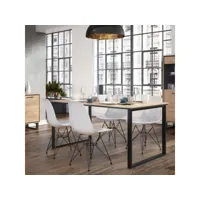 table de repas rectangulaire 180 cm chêne blond-noir - doinio - l 180 x l 90 x h 75 cm