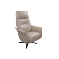 fauteuil de relaxation manuel design - saturne - cuir gris tourterelle