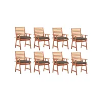 lot de 8 chaises  chaises de salle à manger de jardin chaises à dîner  avec coussins acacia massif meuble pro frco35825