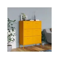 vidaxl armoire à tiroirs jaune moutarde 80x35x101,5 cm acier