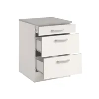 meuble bas de cuisine 3 tiroirs - glossy - blanc - l 60 x p 60 x h 86 cm