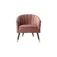 fauteuil 1 place en polyester effet velours - rose