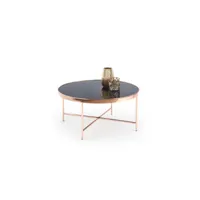 table basse ronde design 82 cm x 40 cm - noir/cuivre 3863
