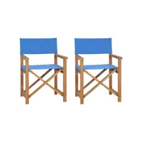 lot de 2 chaises de metteur en scène pliantes, fauteuil relax bois de teck massif style moderne, pour salon salle à manger bureau meuble pro frco49532