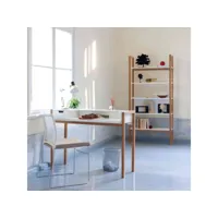 bureau coulissant avec un tiroir en bois blanc et structure en chêne massif - bu0043
