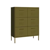 armoire de rangement, armoire à tiroirs vert olive 80x35x101,5 cm acier pks82127 meuble pro
