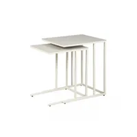 tables gigognes plateau céramique gris clair - ladas - grande table : l 50 x l 40 x h 56 cm - petite table : l 44 x l 35 x h 50 cm