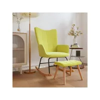 chaise à bascule fauteuil à bascule  fauteuil de relaxation avec tabouret vert tissu meuble pro frco98975