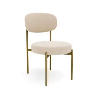 chaise de salle à manger - revêtue de velours - métal doré - dahe beige