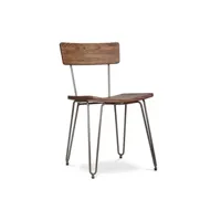 chaise de salle à manger - style industriel - bois et métal - hairpin argenté
