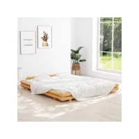 lit adulte  cadre de lit  facile à monter pour adultes, adolescents, enfants bambou 180x200 cm ves484526