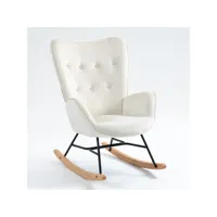 fauteuil à bascule allaitement scandinave chaise loisir et repos en velours, beige, 68x87x98cm