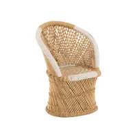 fauteuil avec dossier en bambou naturel blanc zephir l 66.5cm