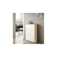 meuble à chaussures 3 abattants chêne blond-bois blanc - speech - l 81 x l 27 x h 120 cm - neuf
