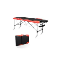 table de massage réglable en hauteur à 3 niveaux 185x60x81cm noir rouge talkeach