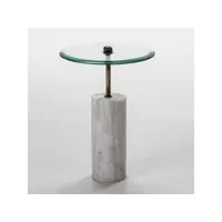 table d'appoint ronde verre pied métal et marbre blanc siru