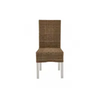 chaise avec coussin beige pin-kubu - limoges - l 56 x l 46 x h 97 cm