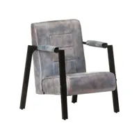 fauteuil  fauteuil de relaxation fauteuil salon 60x80x87 cm gris cuir de chèvre véritable meuble pro frco91229