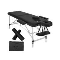 tectake table de massage 2 zones avec rouleaux de massage - noir 404600