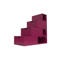 escalier cube de rangement hauteur 100 cm  prune esc100-pr