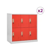 armoires à casiers 2 pcs gris clair et rouge 90x45x92,5cm acier 2