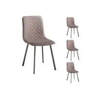 lot de 4 chaises treviso avec revêtement en tissu et structure en métal noir, chaise de salle à manger coloris beige