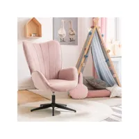 fauteuil scandinave chaise pivotant pour salon chambre avec un revêtement en tissu des accoudoirs rembourés, rose