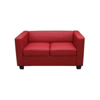 canapé, sofa lille, 2 places ~ simili-cuir, rouge