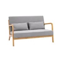 canapé lounge 2 places - assise profonde - accoudoirs - structure bois hévéa - aspect velours gris