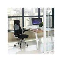 chaise de bureau ergonomique, pivotant, hauteur & accoudoirs réglables, dossier respirant en toile, noir, 64 x 55 x (117-126,5) cm hauteur réglable accoudoirs réglables
