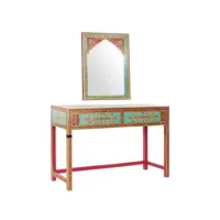 console meuble console en bois de manguier et acrylique, motif assortis avec miroir