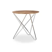 table basse d’appoint ronde pieds croisés diamètre 60 cm bois et métal helloshop26 13_0002685