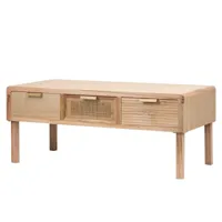 table à café en bois naturel 110x50x45 cm