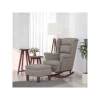 vidaxl chaise à bascule avec pieds en bois et tabouret gris clair