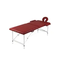 vidaxl table pliable de massage rouge 2 zones avec cadre en aluminium 110087